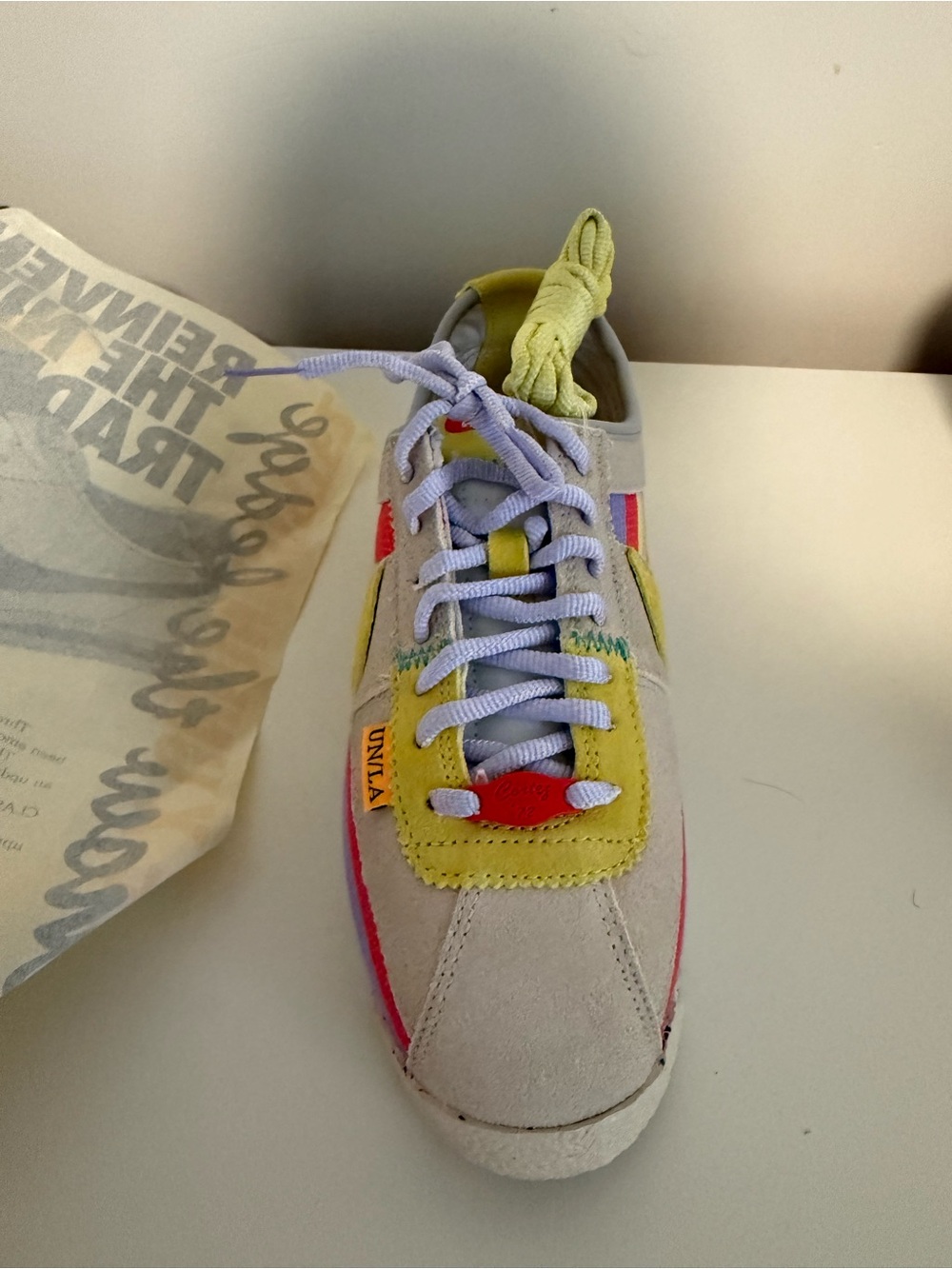 Casual Lace-Up Sneaker in Light Gray and Yellow